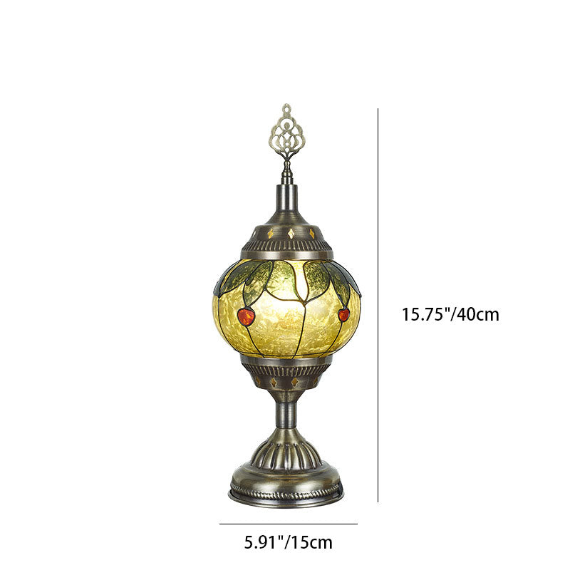 Glomera Tiffany Tischlampe | Ovales Design | Romantische Beleuchtung | Für Schlafzimmer & Wohnräume