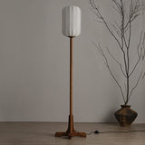 HikariZen Japanische Stehlampe | Rosewood-Basis & Seidenlampenschirm | 1-flammig | Zen-inspiriertes Design für Wohnräume & Büros