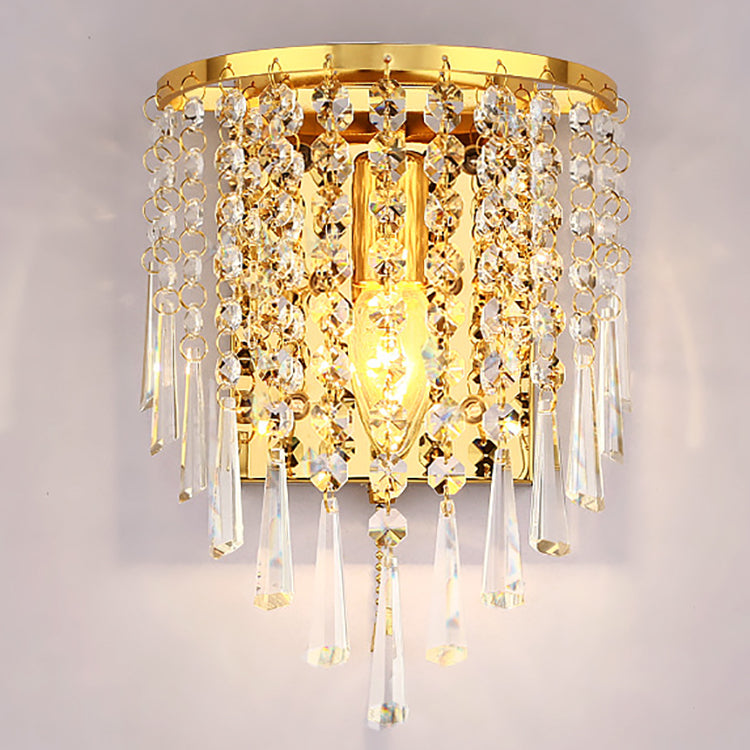 LuxeRadii Kristall Wandleuchte | Halbrunde Luxuslampe | Edelstahl & Perlen Design | 1-Licht Wandbeleuchtung