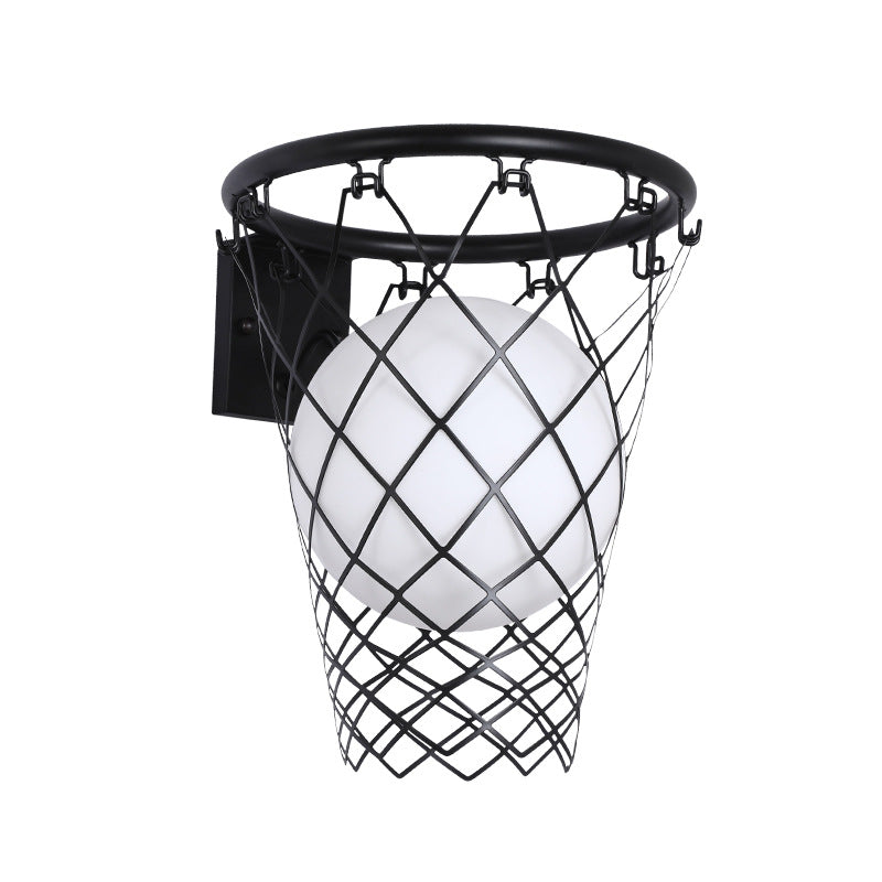Slamora Kinder Wandleuchte | Basketballkorb Design | Glas & Metall | Art Déco Stil | Schlafzimmerlicht