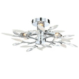 LustroLeaf Crystal Flush Light | Design in Blätter-Optik | 3-Licht-Deckenleuchte | Exklusive Eleganz für Zuhause