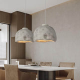 RockLume Pendelleuchte im nordischen Stil | Halbrund mit Steinstruktur | 1 Licht | Perfekt für Esszimmer