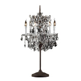 CrystalCrown Vintage Tischlampe mit Kandelaber-Design | Kristallverzierung | Eisenfuß | Deko für Schlafzimmer & Wohnzimmer