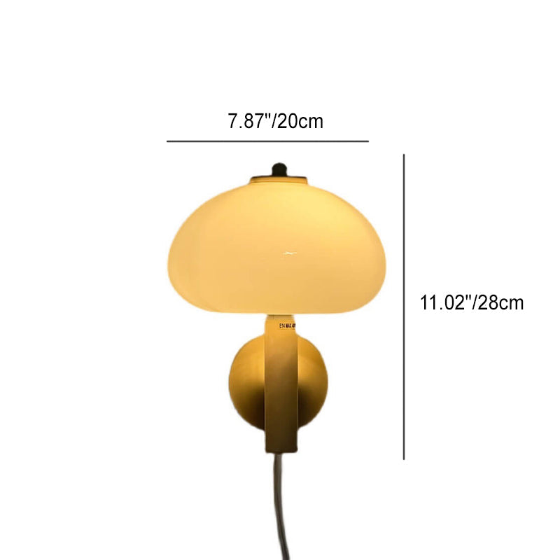 LumiMushroom Nordic Vintage Wandleuchte | Milchglas-Kuppel | Pilz-Design | 1-flammig | Dekorative Beleuchtung
