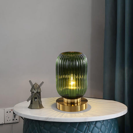 LunaStripe Nordic Design Glas Oval Tischlampe | 1 Licht | Dekorative Beleuchtung für Zuhause