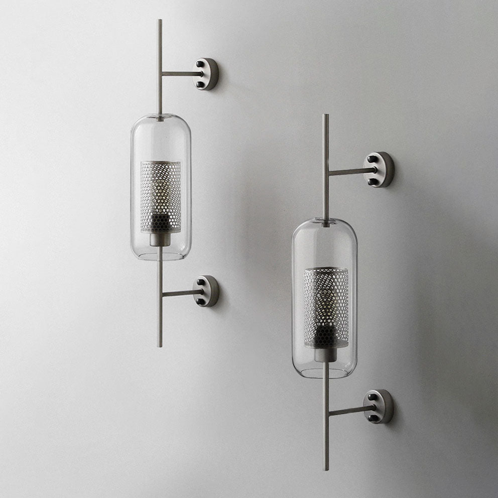 Lumivault Industrial Wandlampe | Zylindrischer Glasschirm | Eisenrahmen | Deko für Schlafzimmer & Wohnräume