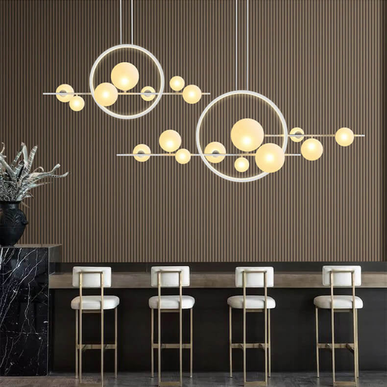 GlintSphere Elegante Glas Pendelleuchte | Magische Bohnenform | 7/10-Licht Island-Leuchte