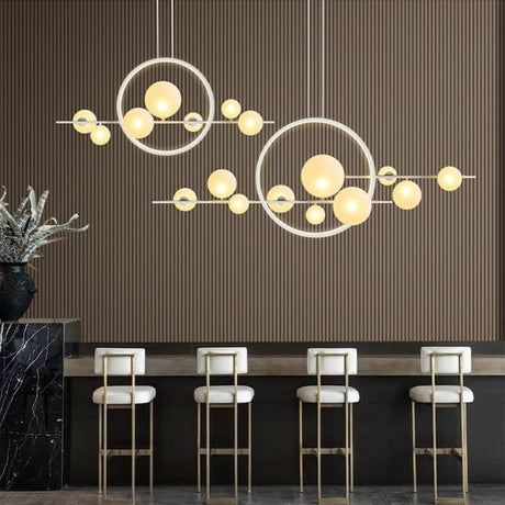 GlintSphere Elegante Glas Pendelleuchte | Magische Bohnenform | 7/10-Licht Island-Leuchte