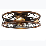 IronGlow Nordic Industrial Deckenleuchte mit Unsichtbarem Ventilator | Wrought Iron Design | 4-Licht | Kleine & Große Größen | Flush Mount