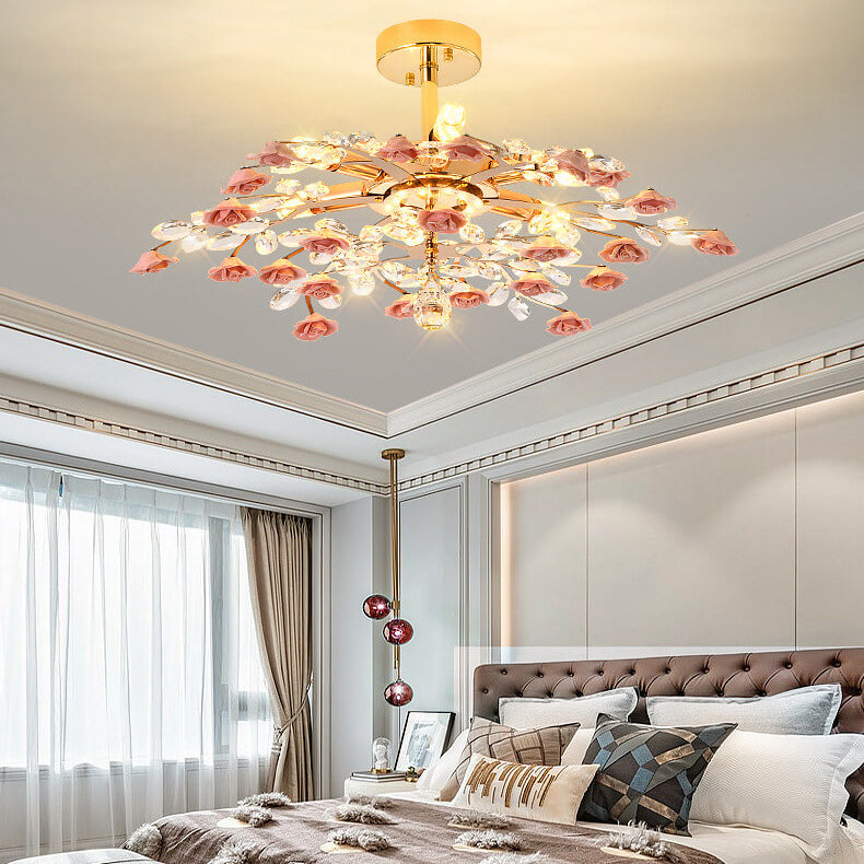 LustraRose Elegance | Keramik Kristall Kronleuchter | 6/7/8-flammig | Luxuriöse Beleuchtung