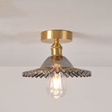 Lotuvia Japanische Vintage Deckenleuchte | Glas & Messing | Lotus Design | Semi-Flush-Mount