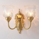 LustraBloom Vintage Wandleuchte | Messing & Glas | 1/2 Flammen | Elegantes Blütendesign