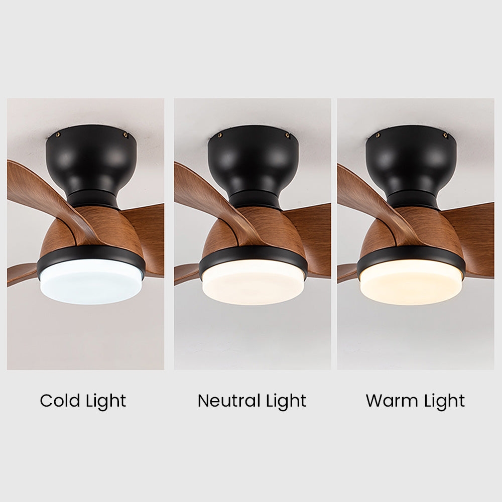 FantasiaWind Wooden LED Ceiling Fan | Modern Design | Schlafzimmer Ventilator mit LED-Licht | Deckenventilator mit Fernbedienung