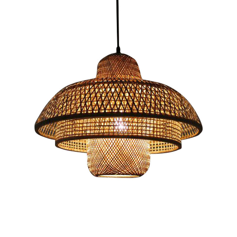 KashiLight Japanische Vintage Bambus-Pendelleuchte | Natürlicher Stil | 1-Flammig