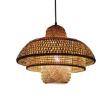 KashiLight Japanische Vintage Bambus-Pendelleuchte | Natürlicher Stil | 1-Flammig