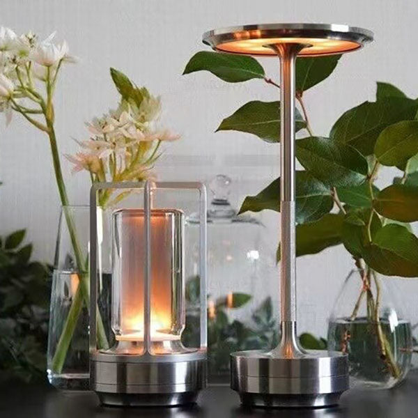 LumoEase Vintage Nachtlicht-Tischlampe | Aluminium & Acryl | USB-Aufladbar | Dimmbares LED-Licht | Nordic Design