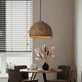 RockLume Pendelleuchte im nordischen Stil | Halbrund mit Steinstruktur | 1 Licht | Perfekt für Esszimmer