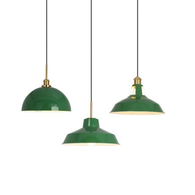 RetroDome Industrielle Vintage Pendelleuchte | Grünes Eisen-Kuppeldesign | Einzellicht | Rustikale Deckenbeleuchtung