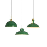 RetroDome Industrielle Vintage Pendelleuchte | Grünes Eisen-Kuppeldesign | Einzellicht | Rustikale Deckenbeleuchtung