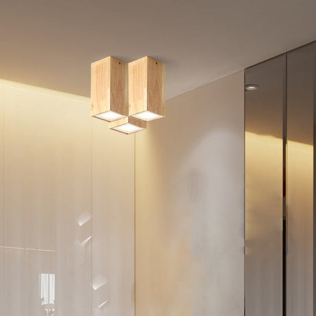 LumaKube Nordic Design LED Deckenleuchte | Holzoptik | Flush Mount | Warmweiß oder Kaltweiß | Stilvolle Beleuchtung für Zuhause