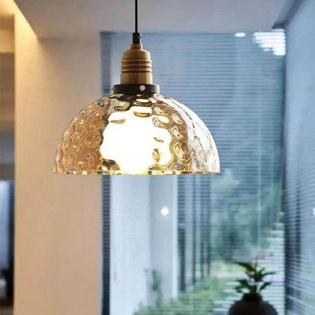 Glazenya Amber Pendelleuchte | Nordic Design | Wassermuster-Glaskuppel | Vintage 1-flammige Hängeleuchte