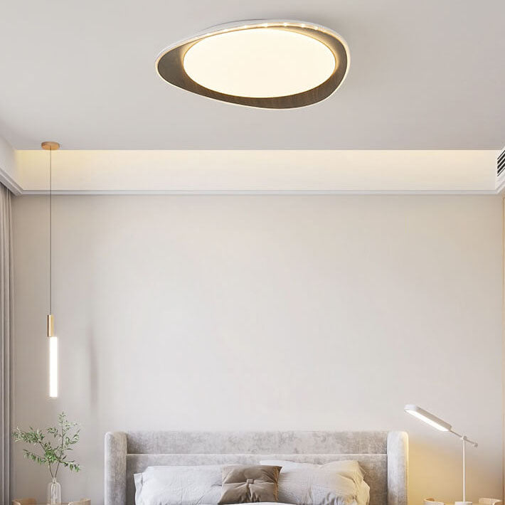 PebbleLuxe Minimalistische LED Deckenleuchte | Holzoptik | Flaches Design | Dimmbare Beleuchtung