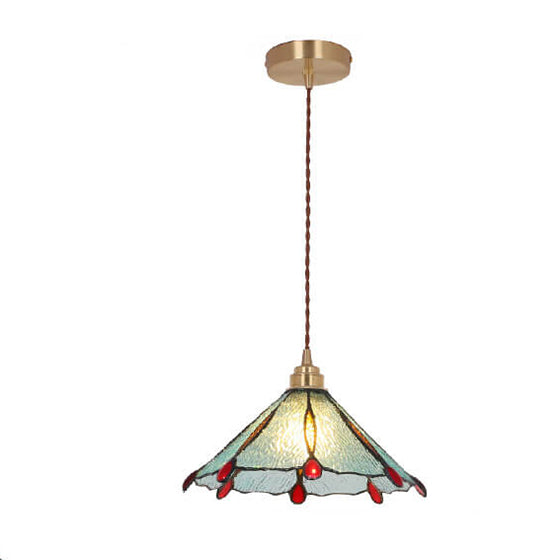 Glassoria Tiffany Pendelleuchte | Vintage Buntglas Design | Regenschirmform | Elegantes Licht für Zuhause