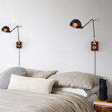 Walvora Vintage Wandlampe | Japanisches Design | Drehbar | Holz & Metall | Wandleuchte für Zuhause