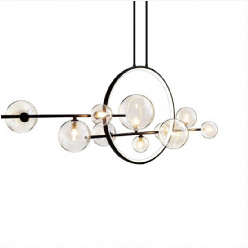 GlintSphere Elegante Glas Pendelleuchte | Magische Bohnenform | 7/10-Licht Island-Leuchte