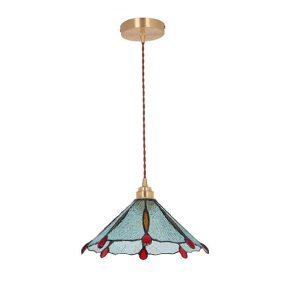 Glassoria Tiffany Pendelleuchte | Vintage Buntglas Design | Regenschirmform | Elegantes Licht für Zuhause