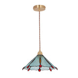 Glassoria Tiffany Pendelleuchte | Vintage Buntglas Design | Regenschirmform | Elegantes Licht für Zuhause