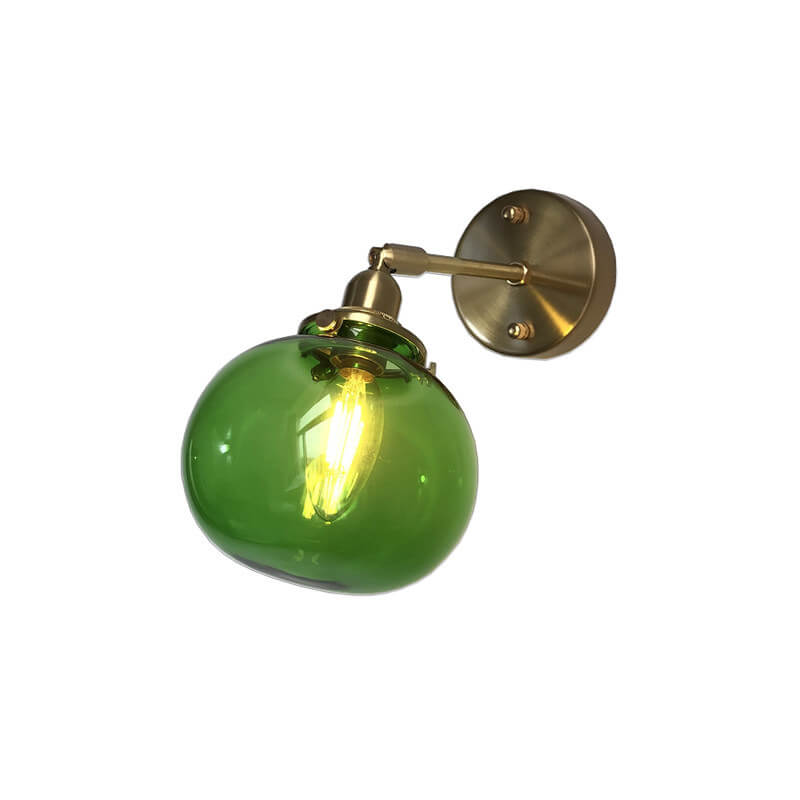Glasvora Japanische Wandlampe | Runde Kugel aus Glas & Messing | Vintage Design | 1-flammig