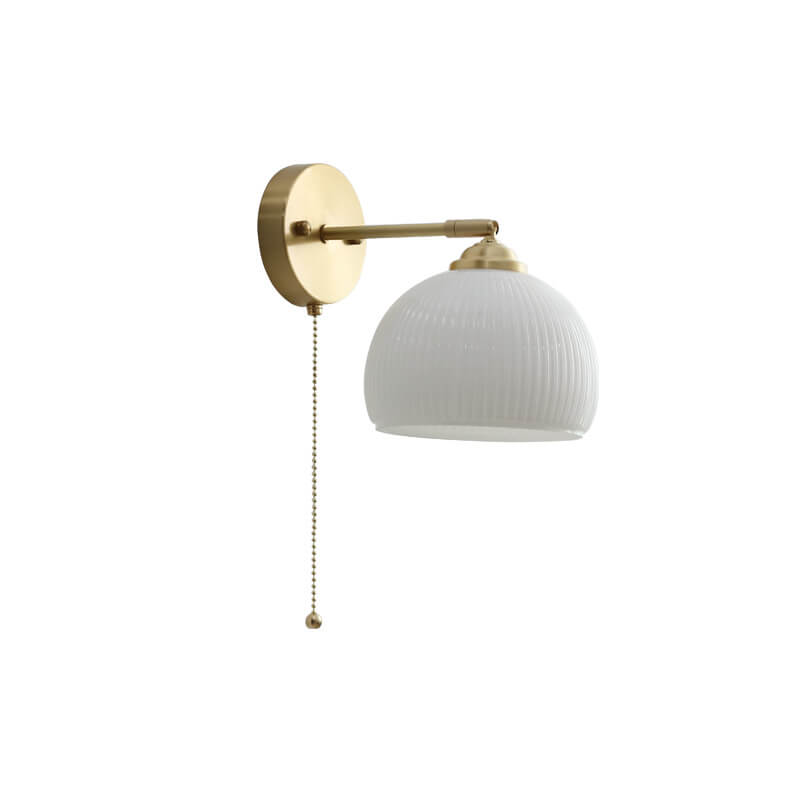 ScandiLume Nordic Wandleuchte mit Zugschalter | Milchglas & Messing Design | Strahlendes Stimmungslicht für Ihr Zuhause