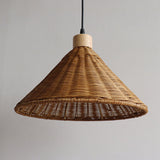 RattaLuxe Pendelleuchte | Vintage Wabi-Sabi Design | Rattan-Kegelschirm | 1-Licht
