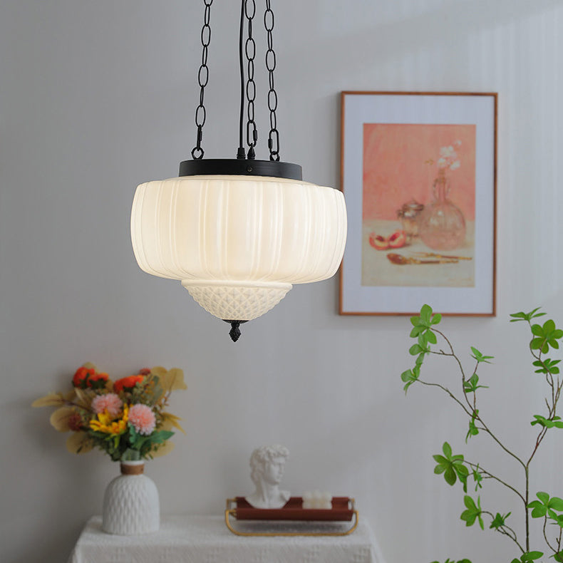 Creamora Pendelleuchte | Modernes Laternen-Design | Eisen & Glas | 3-flammige Beleuchtung für Wohnzimmer