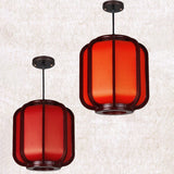 LuxoraChic Modernes Chinesisches Design Pendelleuchte | Faux-Schaffell | Holz-Laterne | LED-Beleuchtung für Zuhause