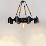 GearLume Retro Industrial Kronleuchter | Eisen-Design | Hanfseil-Lampen | 6/8/10 Leuchten | Vintage Beleuchtung