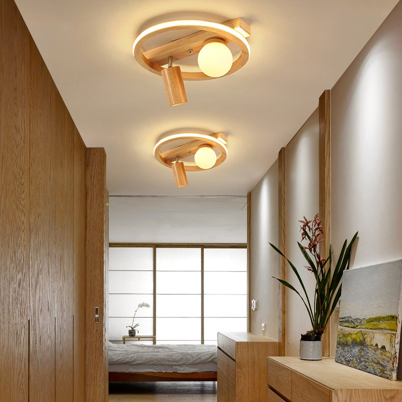 Velustra Nordic Holz LED Deckenleuchte | Modernes Design | Energieeffizient | Runde Holzlampe für Zuhause