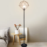 Diamoro Stehlampe | Modernes Hohldesign | Eisen in Diamantform | Stilvolle Beleuchtung für Arbeitszimmer