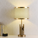 LuxeShade LED Tischlampe | Zylindrisches Stoffdesign | Moderne Beleuchtung | Deko für Zuhause