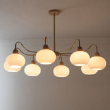 Gloriva Japanischer Kronleuchter | Glas & Holz | 3/6/8-flammig | Minimalistisches Design