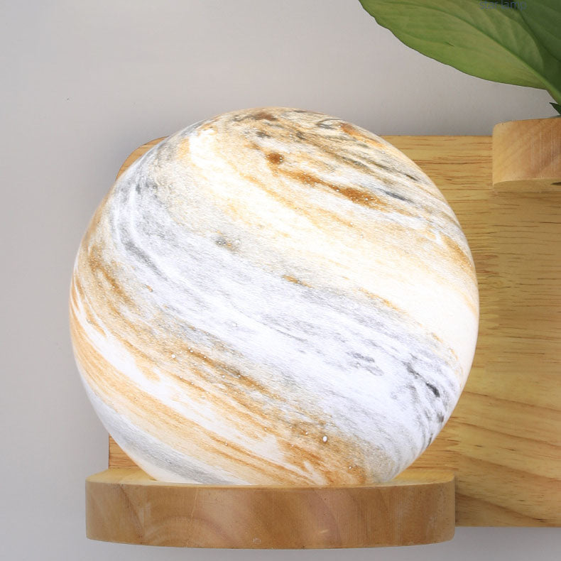 Orbano Wandleuchte | Modernes Eichenholz-Design | Planeten-inspirierter Stil | 1-flammig