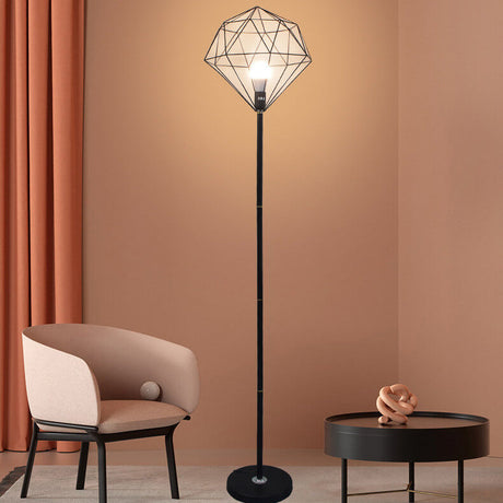 Diamoro Stehlampe | Modernes Hohldesign | Eisen in Diamantform | Stilvolle Beleuchtung für Arbeitszimmer