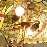 LustraVine Tiffany Tischlampe | Vintage Stil | Buntglas Libelle | 2-Licht Dekoleuchte