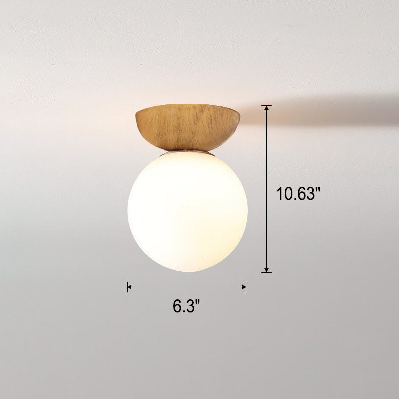 LumiHaus Deckenleuchte Holz | Japanisch-Nordisches Design | Glas Kugel | Warmes Stimmungslicht