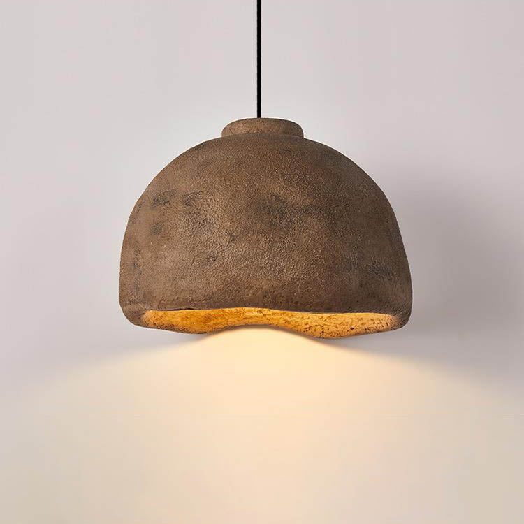 RockLume Pendelleuchte im nordischen Stil | Halbrund mit Steinstruktur | 1 Licht | Perfekt für Esszimmer