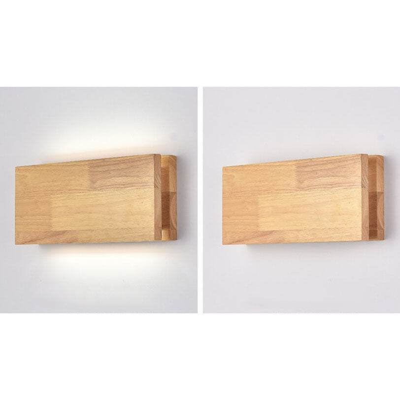 WabiLight Japanische Wabi-Sabi Holz-LED Wandlampe | Rechteckig oder Quadratisch | Warmes Ambiente