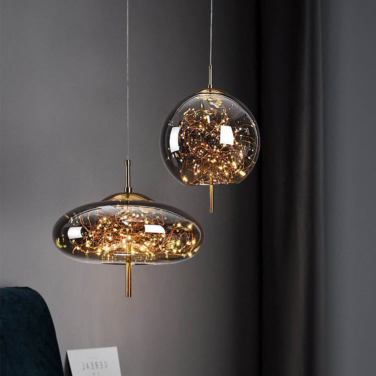 LumoSphere Nordic Pendelleuchte | Zylinder Oval Design | Glas-Lampe | Dimmbares LED Licht | Schlafzimmer & Wohnräume