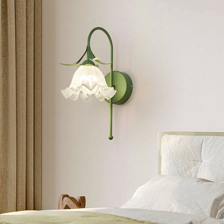 Lunaris Wandlampe Nordic Vintage Design | Kürbisglas | Florales Muster | 1-Flammig | Wandleuchte