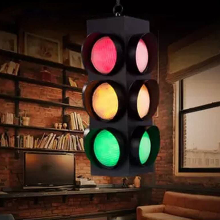 LumoStop Retro Pendelleuchte | Ampel-Design | Eisen & Glas | LED Beleuchtung
